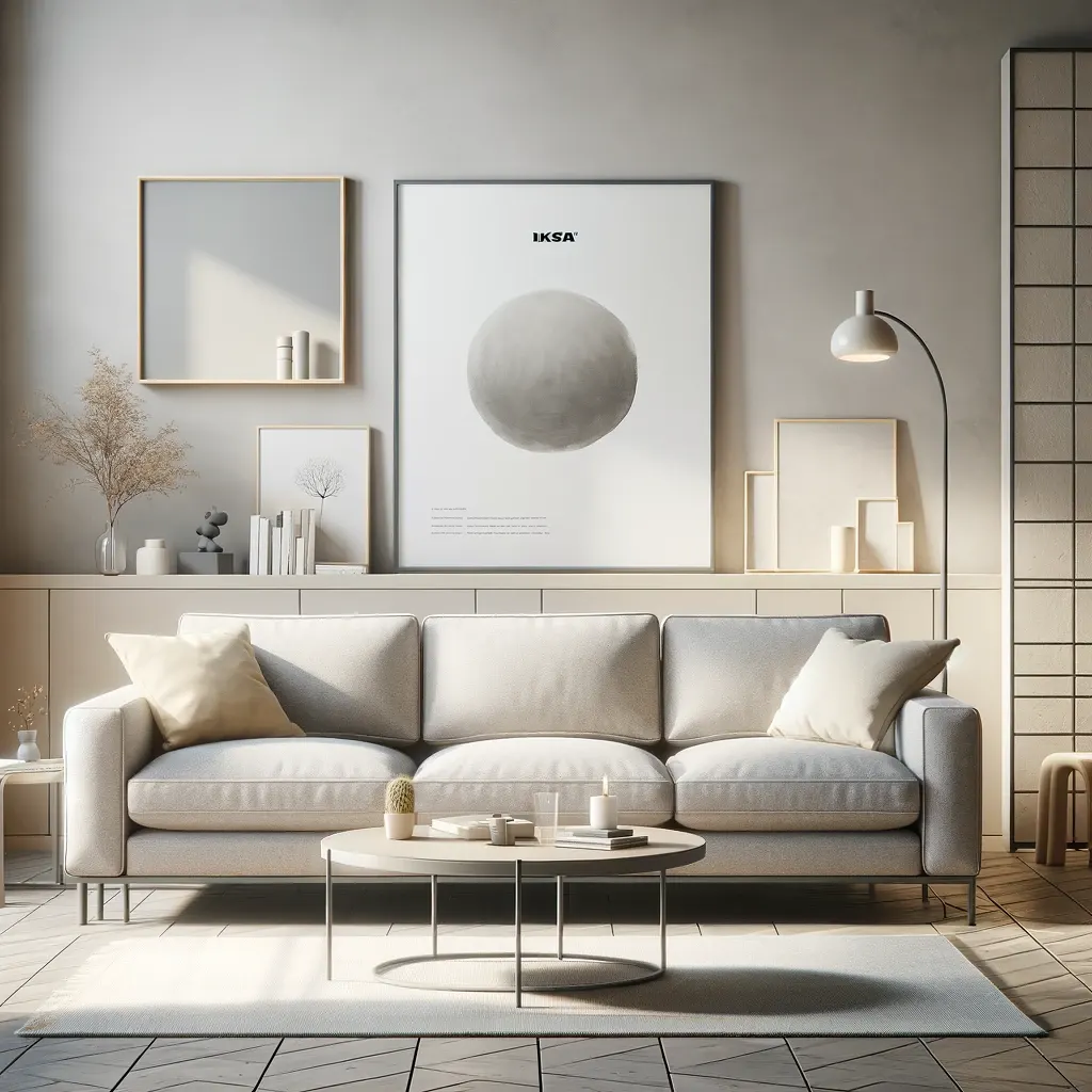 DALL·E 2023-11-29 15.33.24 - An IKEA-inspired sofa in a contemporary living room setting. The sofa should reflect the minimalist and functional design typical of IKEA furniture, w