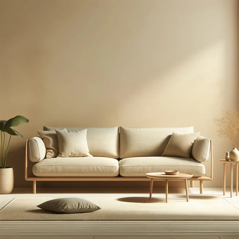 scandinavian sofa in a minimalistic living room