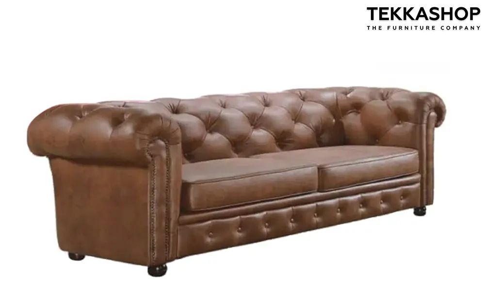 Tekkashop FDSF4167BR Chesterfield Leather Sofa in brown Tekkashop FDSF4167BR Chesterfield Leather Sofa in brown