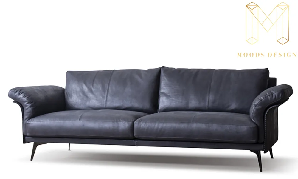Moods Design black curl arm leather sofa Moods Design black curl arm leather sofa