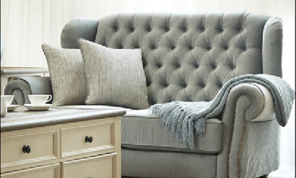 Fella Design modern blue grey chesterfield sofa Fella Design modern blue grey chesterfield sofa