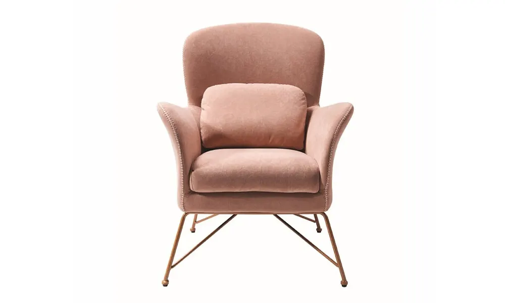 Tekkashop FDSF2975FP Modern Style Fabric 1-Seater Sofa with Metal Legs in Flamingo Pink Tekkashop FDSF2975FP Modern Style Fabric 1-Seater Sofa with Metal Legs in Flamingo Pink