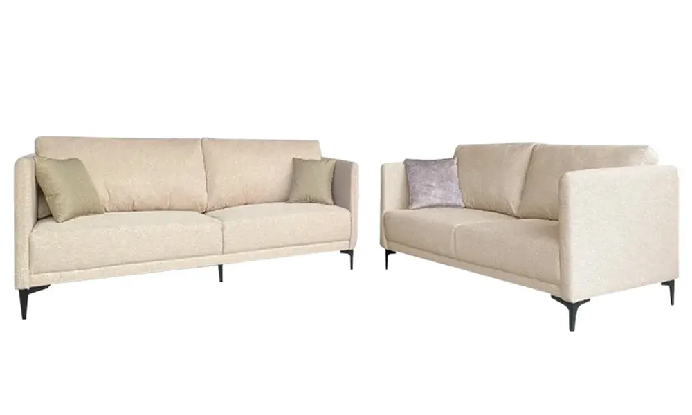 Modern Minimalist Neat Style Linen Fabric 2+3 Seater Sofa in White Malaysia