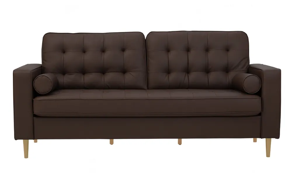 Tekkashop FDSF2250M Contemporary 3 Seater PU Leather Sofa with Solid Rubberwood Leg in Mocha Malaysia