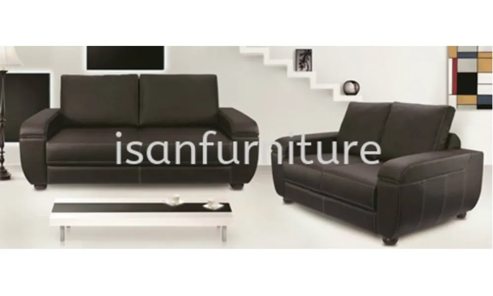 Isan Furniture Leather 2 + 3 Seater Sofa in Dark Brown Malaysia
