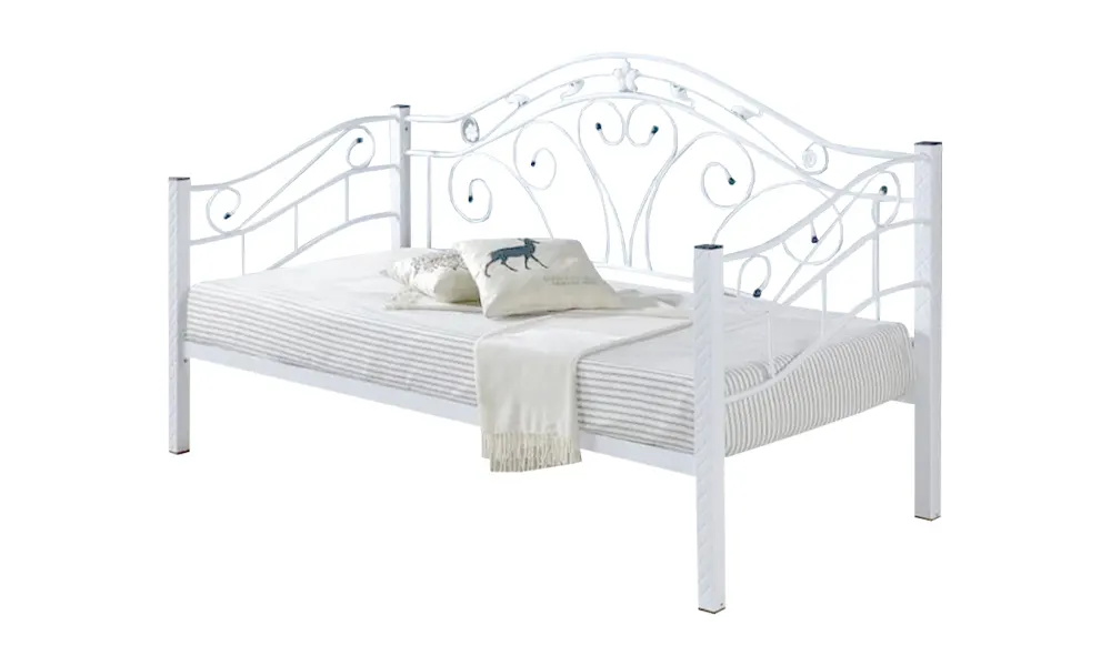 Elizabeth Style 3 inch Bed Base Metal Frame Single Day Bed in White Malaysia