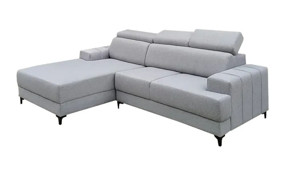NOTTI NTSF43L Modern Boxed Shape Linen Fabric L Shaped Sofa with Adjustable Headrest