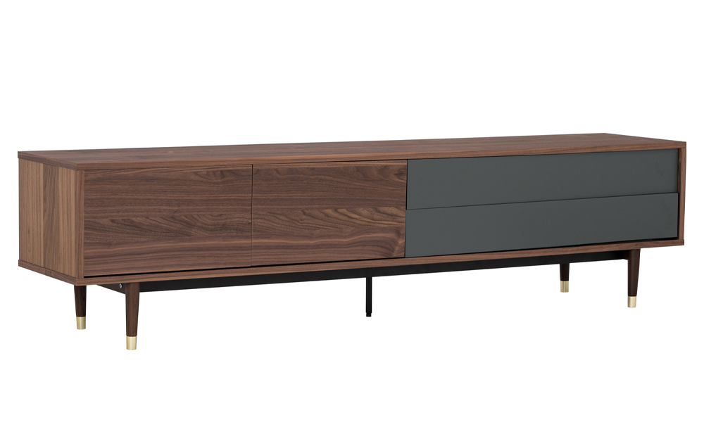 Tekkashop FDTV4640W Retro Style TV Cabinet with Oak Veneer MDF and Solid Oak Legs
