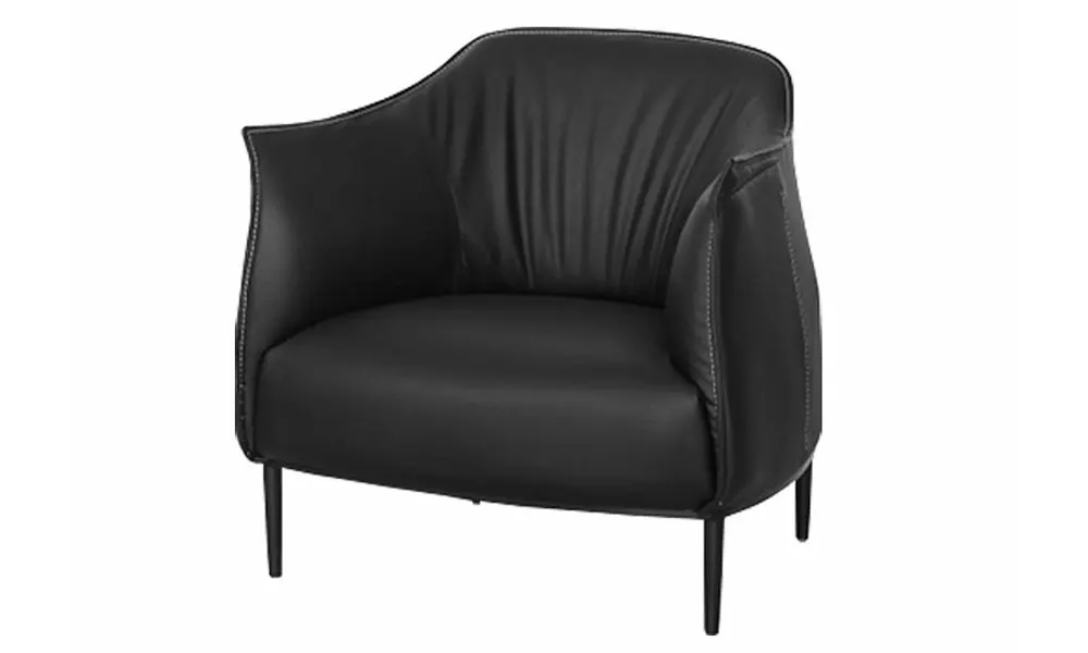 Modern Style PU Leather 1-Seater Lounge Chair in Black