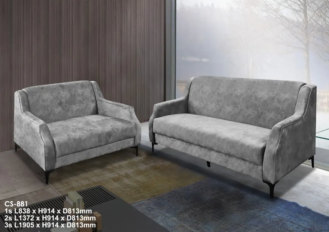 NOTTI NTSF881 Plain S-Shaped Moon Style 2+3 Seater Velvet Fabric Sofa (Pre-Order) - Image 2