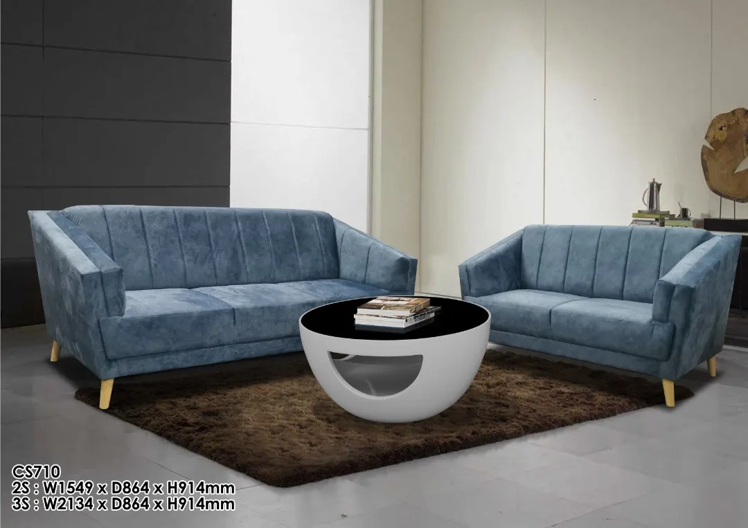 NOTTI NTSF710 Polygon Style Velvet Fabric Style 2+3 Seater Sofa (Pre-Order) - Image 2