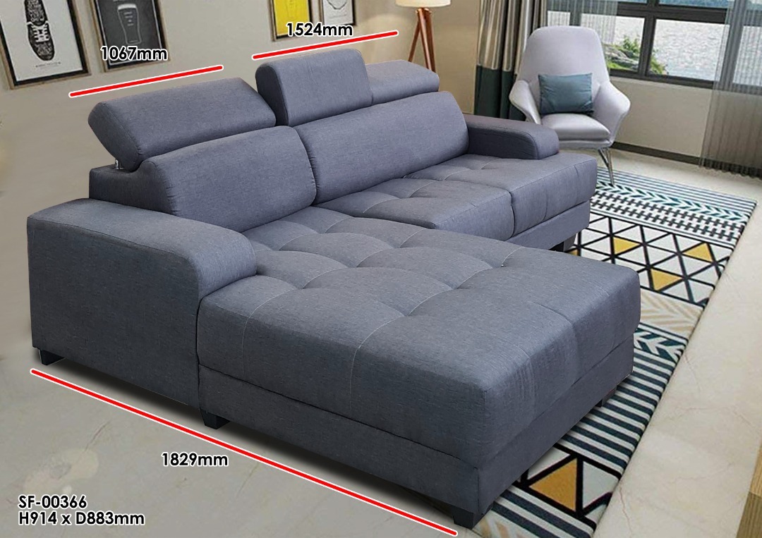 NOTTI NTSF366 Revolt Linen Fabric L Shape Corner Sofa with Adjustable Headrest (Pre-Order) - Image 2