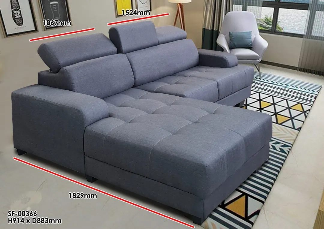 NOTTI NTSF366 Revolt Linen Fabric L Shape Corner Sofa with Adjustable Headrest (Pre-Order) - Image 2