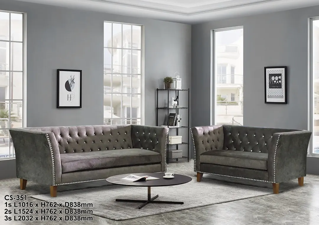 NOTTI NTSF351 Vince Style Chesterfield Diamond-Tuff Velvet Fabric Style 2+3 Seater Sofa (Pre-Order) - Image 2