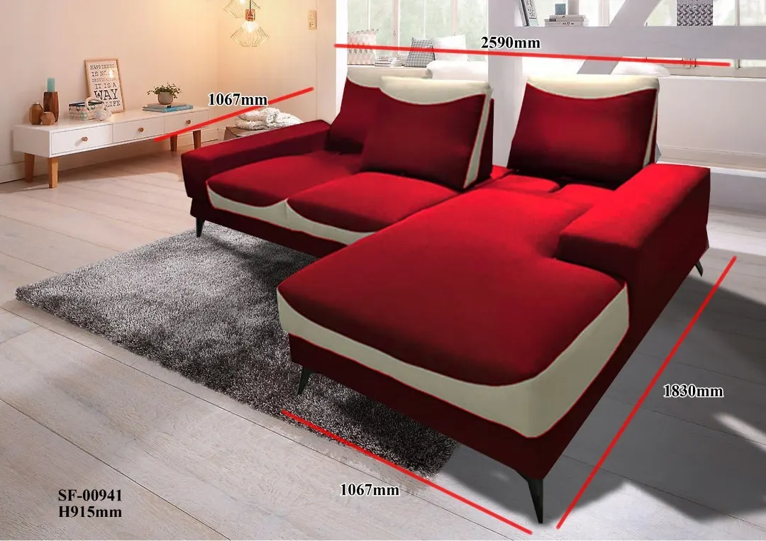 NOTTI NTSF941 Uncle Lima Two Tones Style Fabric PU Leather Expendable L Shape Corner Sofa (Pre-Order) - Image 2