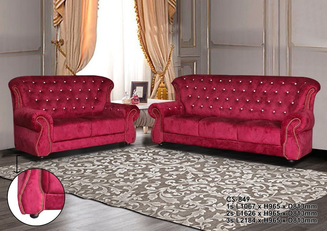 NOTTI NTSF849 Stephanie Chesterfield Style 2+3 Seater Velvet Fabric Sofa (Pre-Order) - Image 2