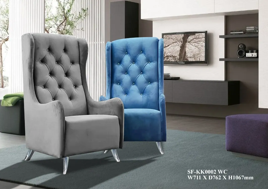 NOTTI NTAC2WC Cologne Chesterfield High Back Velvet Fabric Armchair Single Seater Sofa (Pre-Order) - Image 2