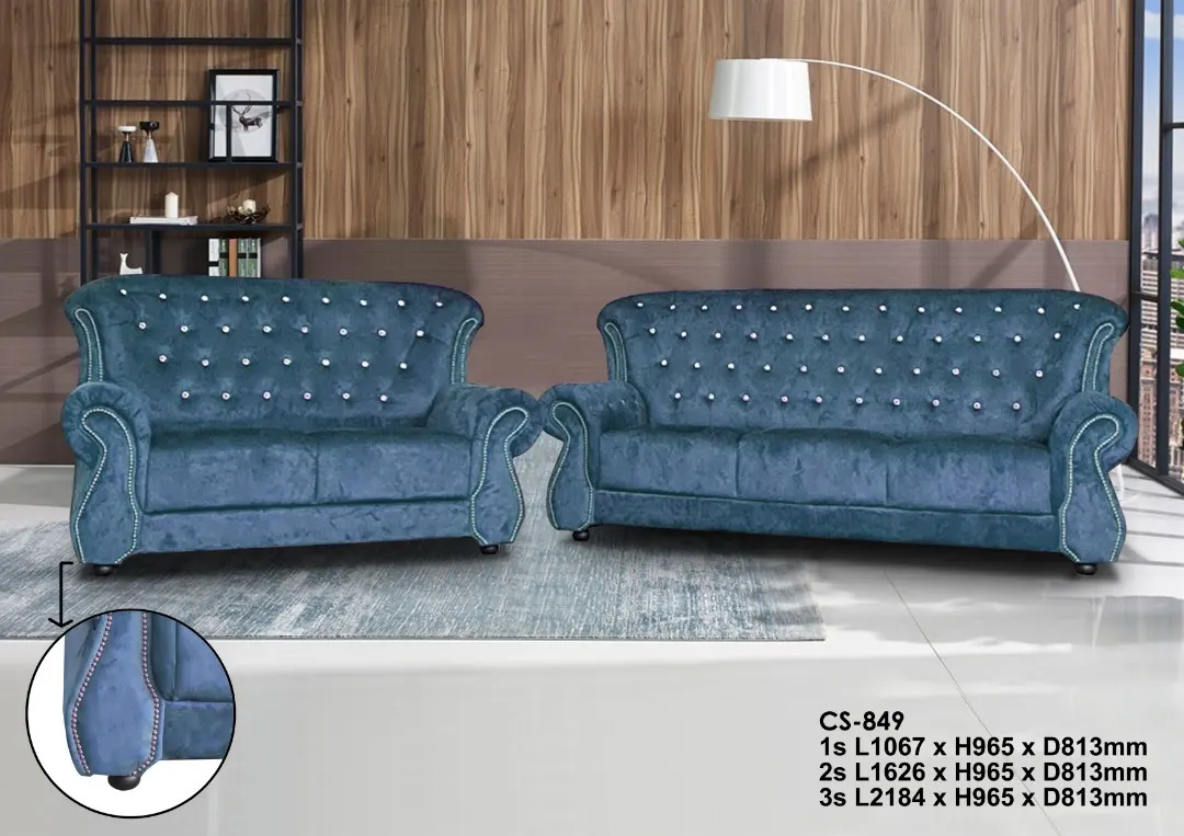 NOTTI NTSF849 Stephanie Chesterfield Style 2+3 Seater Velvet Fabric Sofa (Pre-Order) - Image 3