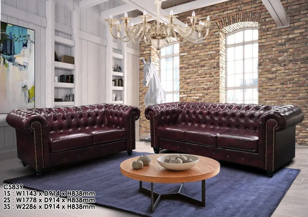 NOTTI NTSF839 Edmund Chesterfield Style PU Leather 2+3 Seater Sofa (Pre-Order) - Image 2