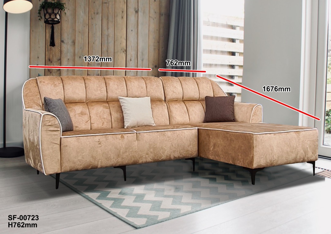 NOTTI NTSF723 Bear Round Edge Style Velvet Fabric L Shaped Corner Sofa (Pre-Order) - Image 2