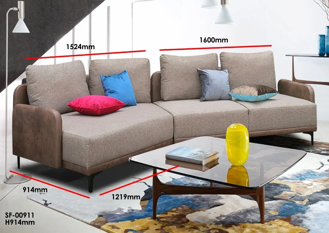 NOTTI NTSF911 New York Angle Corner Shaped Style 3 Seater Linen Fabric Sofa (Pre-Order) - Image 2