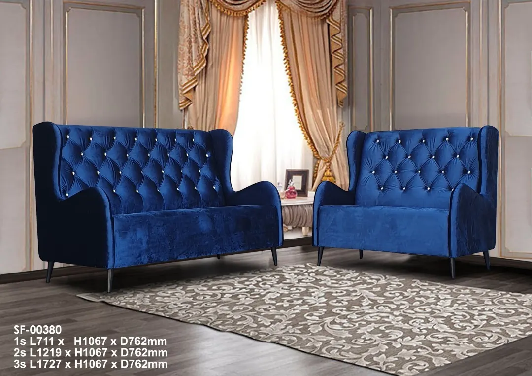 NOTTI NTSF380 Edward Chaos High Back Style Chesterfield Velvet Fabric Diamond-Tuff 2+3 Seater Sofa (Pre-Order) - Image 2