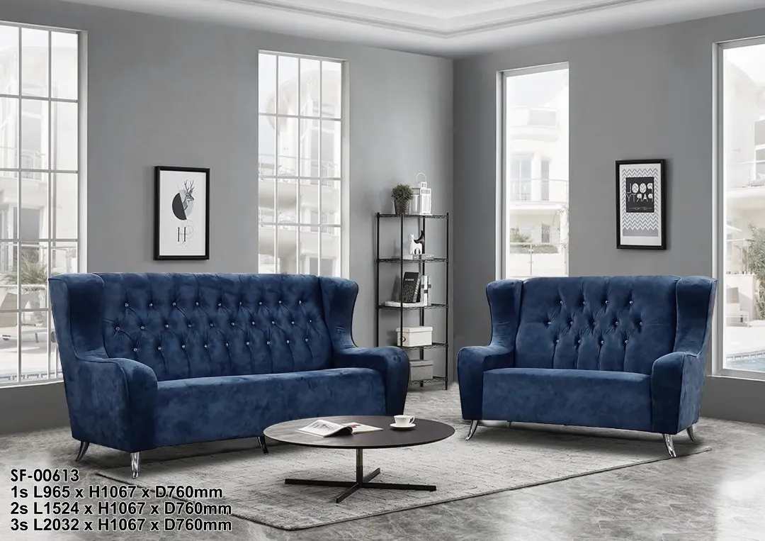 NOTTI NTSF613 Edward EXO High Back Style Chesterfield Velvet Fabric Diamond-Tuff 2+3 Seater Sofa (Pre-Order) - Image 2