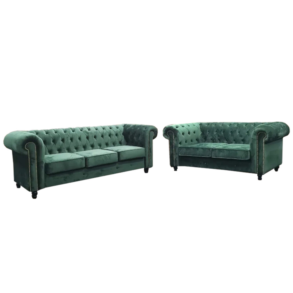 NOTTI NTSF839 Designer Chesterfield Style 2+3 Seater Velvet Fabric Sofa (Pre-Order)