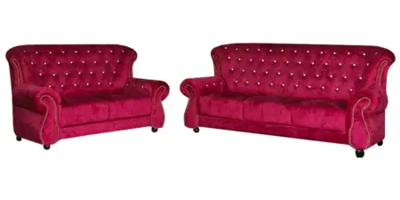 NOTTI NTSF849 Stephanie Chesterfield Style 2+3 Seater Velvet Fabric Sofa (Pre-Order)
