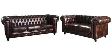 NOTTI NTSF839 RINDA Vintage Oil Leather Designer Chesterfield Style 2+3 Seater Sofa (Pre-Order)