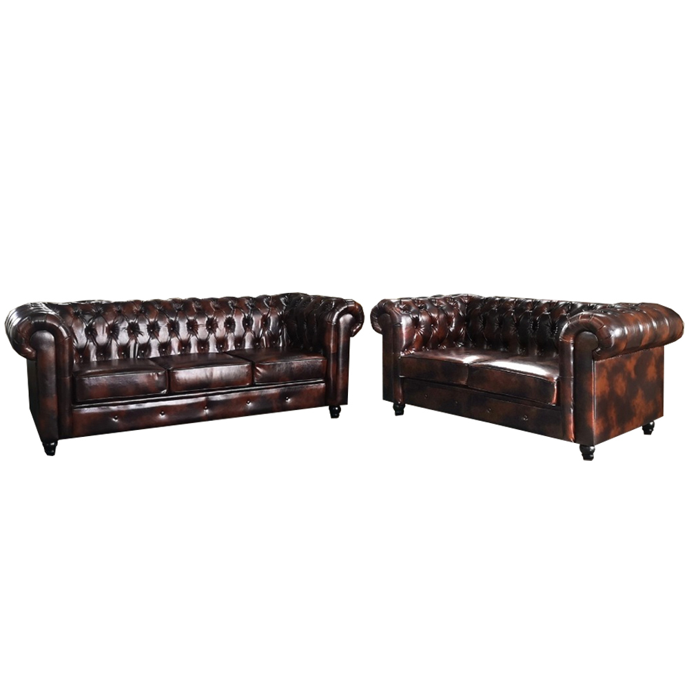 NOTTI NTSF839 RINDA Vintage Oil Leather Designer Chesterfield Style 2+3 Seater Sofa (Pre-Order)