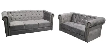 NOTTI NTSF828 Mini Size Chesterfield Diamond-Tuff Velvet Fabric Style 2+3 Seater Sofa (Pre-Order)