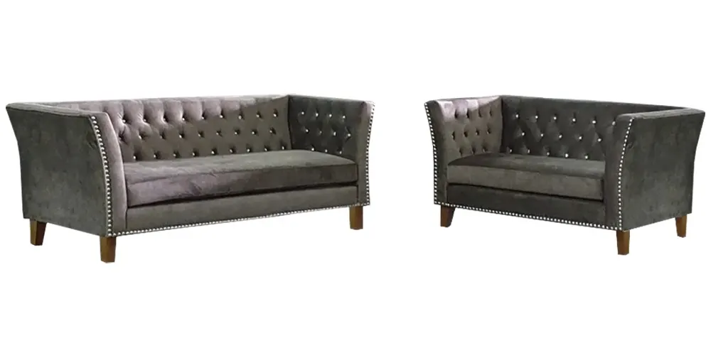 NOTTI NTSF351 Vince Style Chesterfield Diamond-Tuff Velvet Fabric Style 2+3 Seater Sofa (Pre-Order)