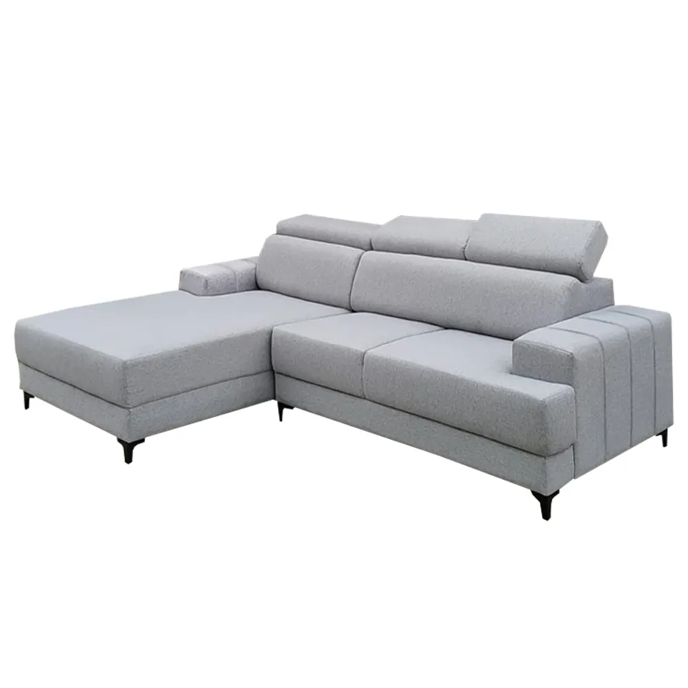 NOTTI NTSF43L Modern Boxed Shape Linen Fabric L Shaped Sofa with Adjustable Headrest (Pre-Order)