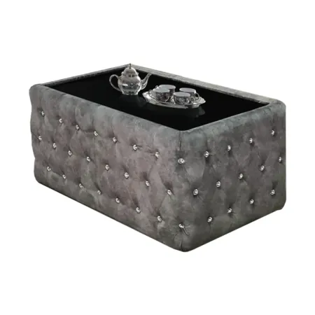 NOTTI NTCT875 Chesterfield Diamond-Tuff Black Tempered Glass Top Coffee Table (Pre-Order)