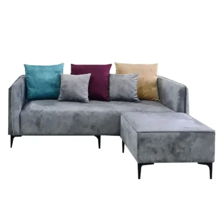 NOTTI NTSF743 Minimalist Plain Style Velvet Fabric 2.5 Seater Sofa with Portable Stool (Pre-Order)