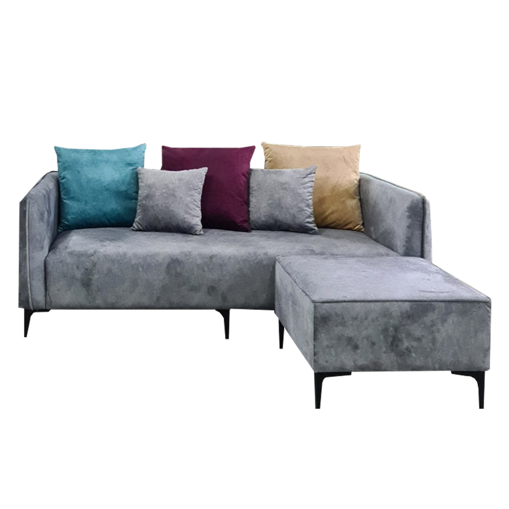 NOTTI NTSF743 Minimalist Plain Style Velvet Fabric 2.5 Seater Sofa with Portable Stool (Pre-Order)