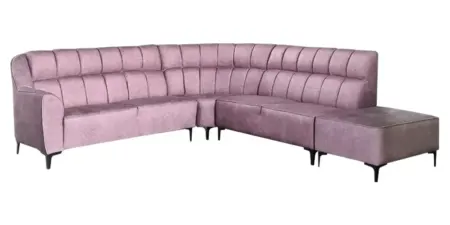 NOTTI NTSF728 Multi Boxed Shaped Velvet Fabric Corner L Shape Sofa with Portable Stool (Pre-Order)