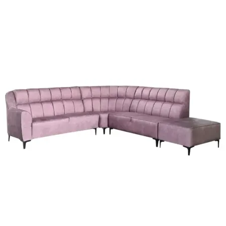 NOTTI NTSF728 Multi Boxed Shaped Velvet Fabric Corner L Shape Sofa with Portable Stool (Pre-Order)