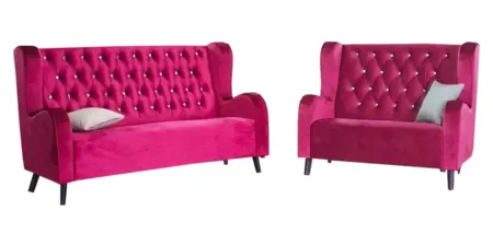 NOTTI NTSF471 Edward Ring High Back Style Chesterfield Velvet Fabric Diamond-Tuff 2+3 Seater Sofa (Pre-Order)