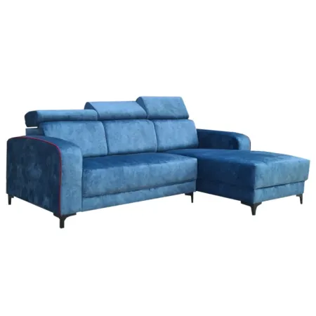 NOTTI NTSF879 Malaysian Ella S Style L Shape Velvet Fabric Sofa with Adjustable Headrest (Pre-Order)