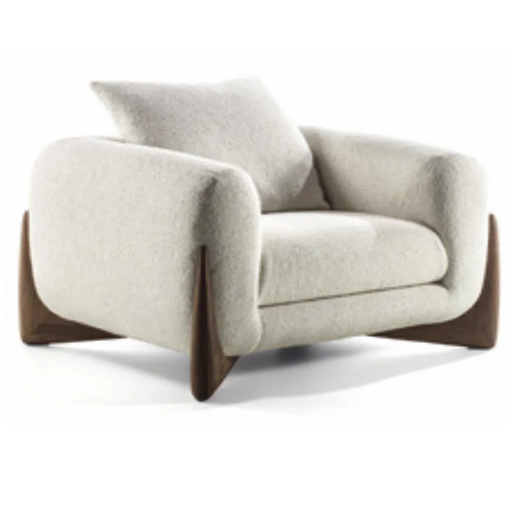 Nottisofa CTSF1009 Designer Panda Shaped 1+2+3 Seater Fabric Cushion Sofa with Walnut wooden Frame (Pre-Order) - Image 2
