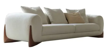 Nottisofa CTSF1009 Designer Panda Shaped 1+2+3 Seater Fabric Cushion Sofa with Walnut wooden Frame (Pre-Order)