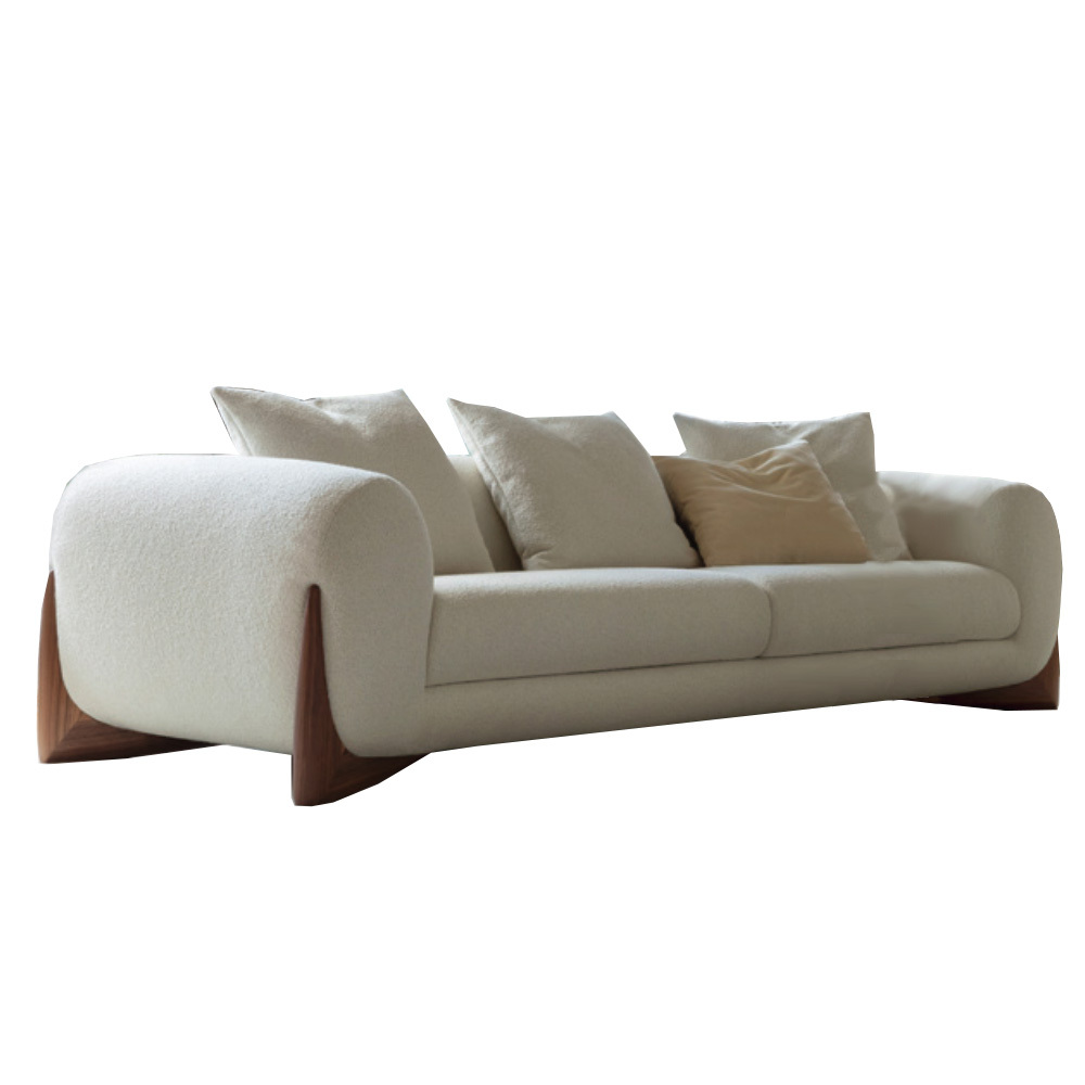 Nottisofa CTSF1009 Designer Panda Shaped 1+2+3 Seater Fabric Cushion Sofa with Walnut wooden Frame (Pre-Order)