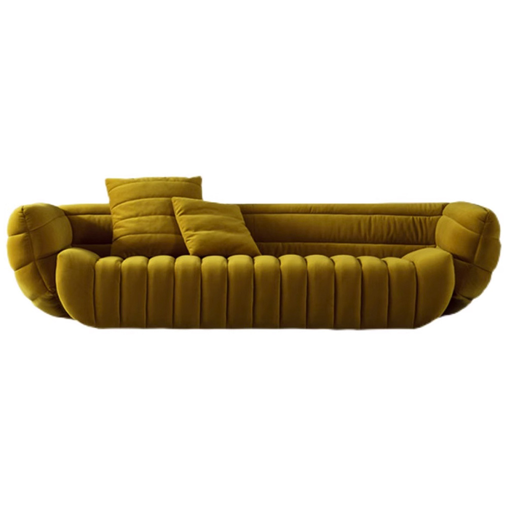 Nottisofa CTSF8871 Caterpillar Inspired Designer Velvet Fabric Cushion Lounge Resting Sofa 1+2+3 Seater Sofa (Pre-order)