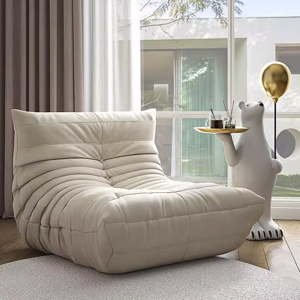 Nottisofa CTSF700 Cantilever Wrinkle Style Fabric Cushion 1 Seater Lounge Resting Sofa (Pre-order) White - Image 2