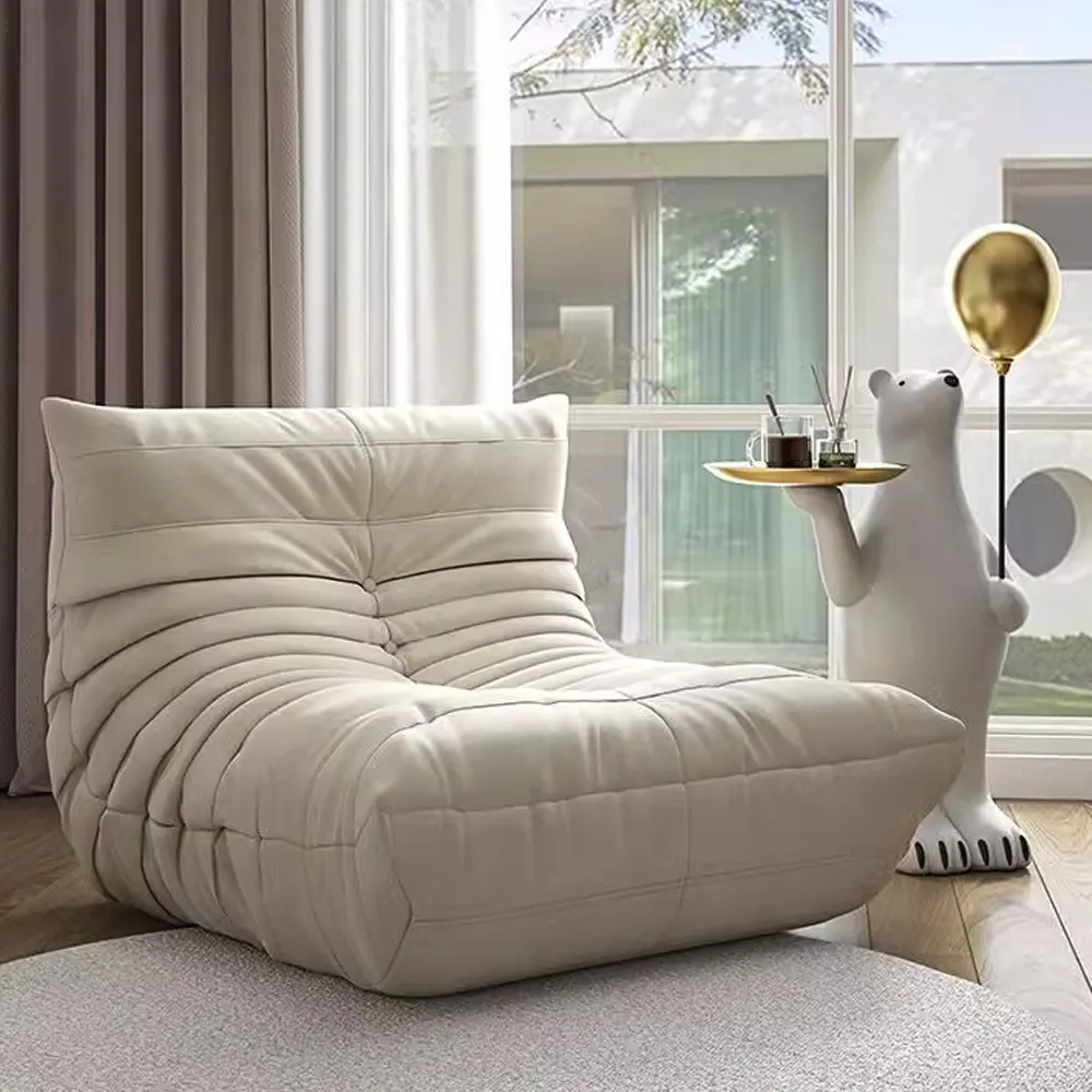 Nottisofa CTSF700 Cantilever Wrinkle Style Fabric Cushion 1 Seater Lounge Resting Sofa (Pre-order) White - Image 2