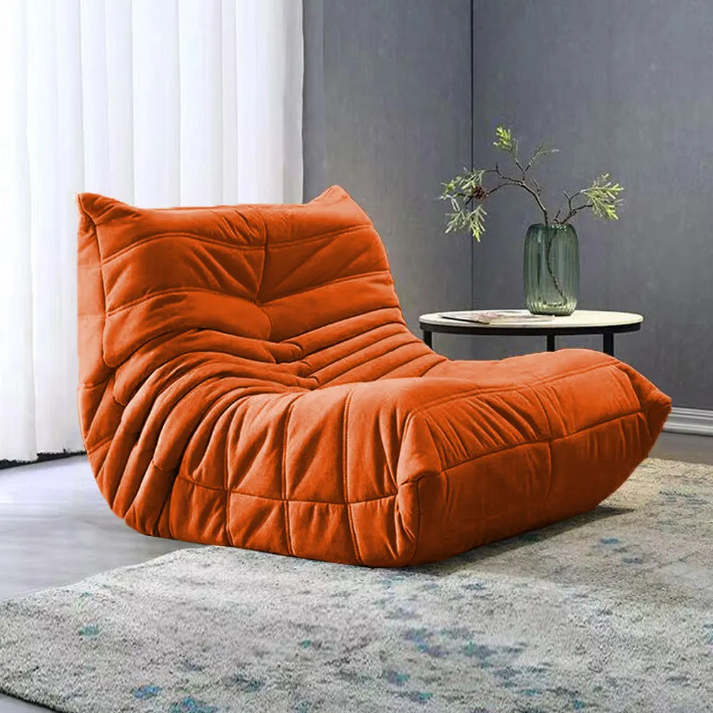 Nottisofa CTSF700R Cantilever Wrinkle Style Fabric Cushion 1 Seater Lounge Resting Sofa (Pre-order) Orange - Image 2