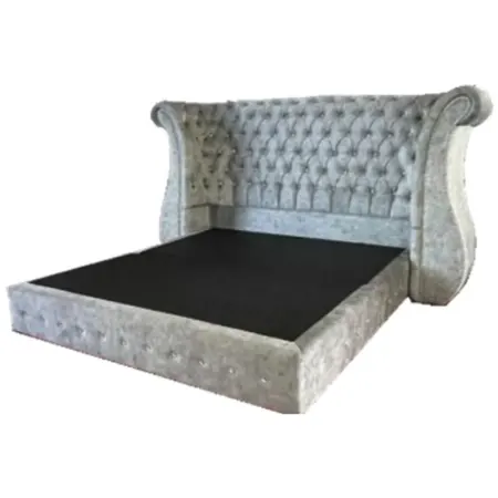 NOTTI NSBF15 Edward Chew King Style Pet Friendly Fabric Chesterfield Button-Tuff Headboard With Long Ears Design Divan Bedframe