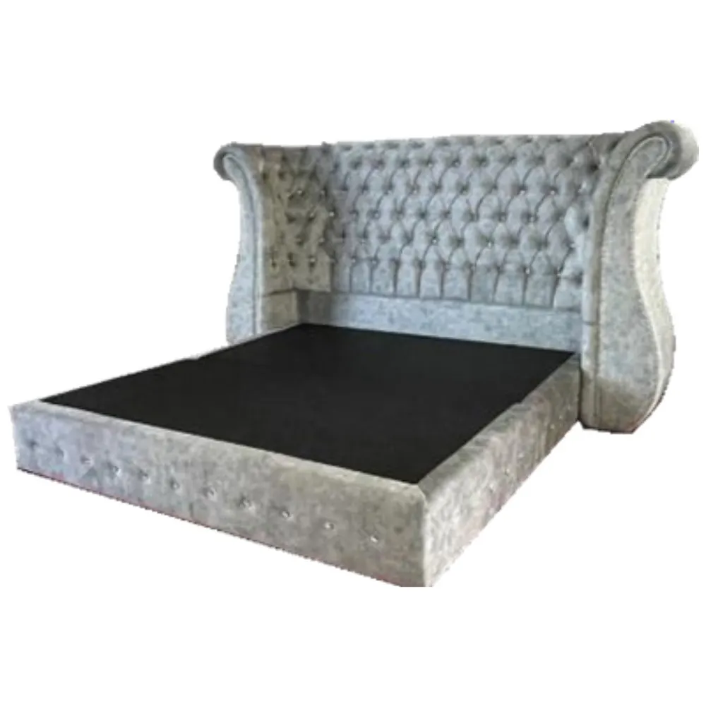 NOTTI NSBF15 Edward Chew King Style Pet Friendly Fabric Chesterfield Button-Tuff Headboard With Long Ears Design Divan Bedframe